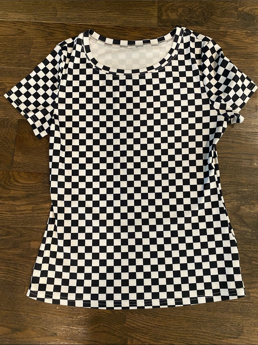🖤3/$10 SHEIN Black & White Checkerboard Short Sleeve Tee